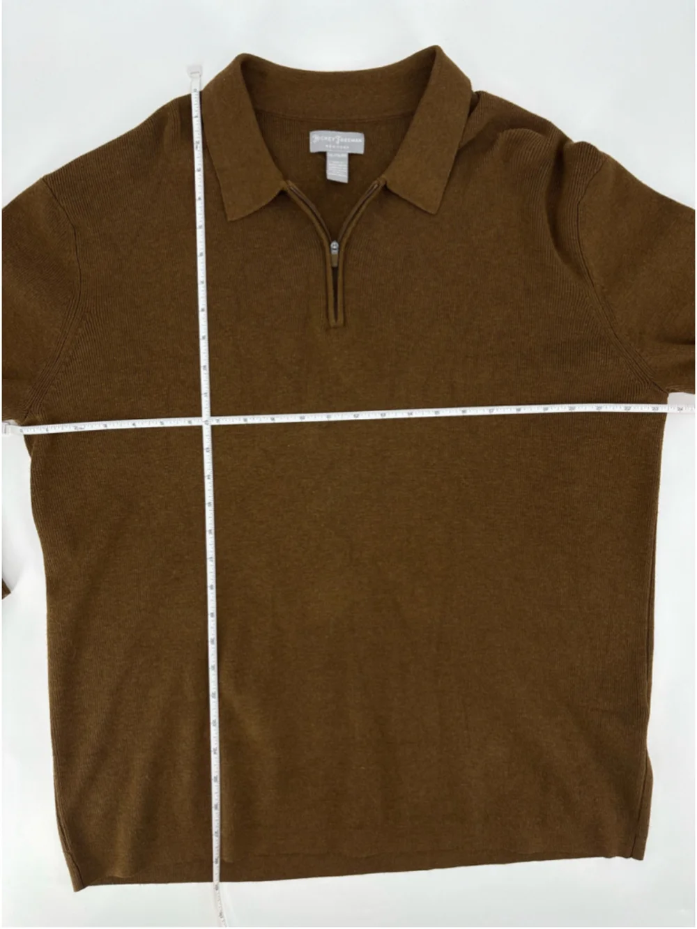 Men's Hickey Freeman Chocolate Brown 1/4 Quarter Zip Pullover Knit Sweater XL